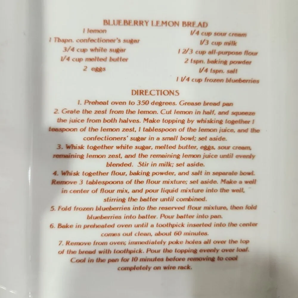 White Loaf Pan With Blueberry Lemon Bread recipe